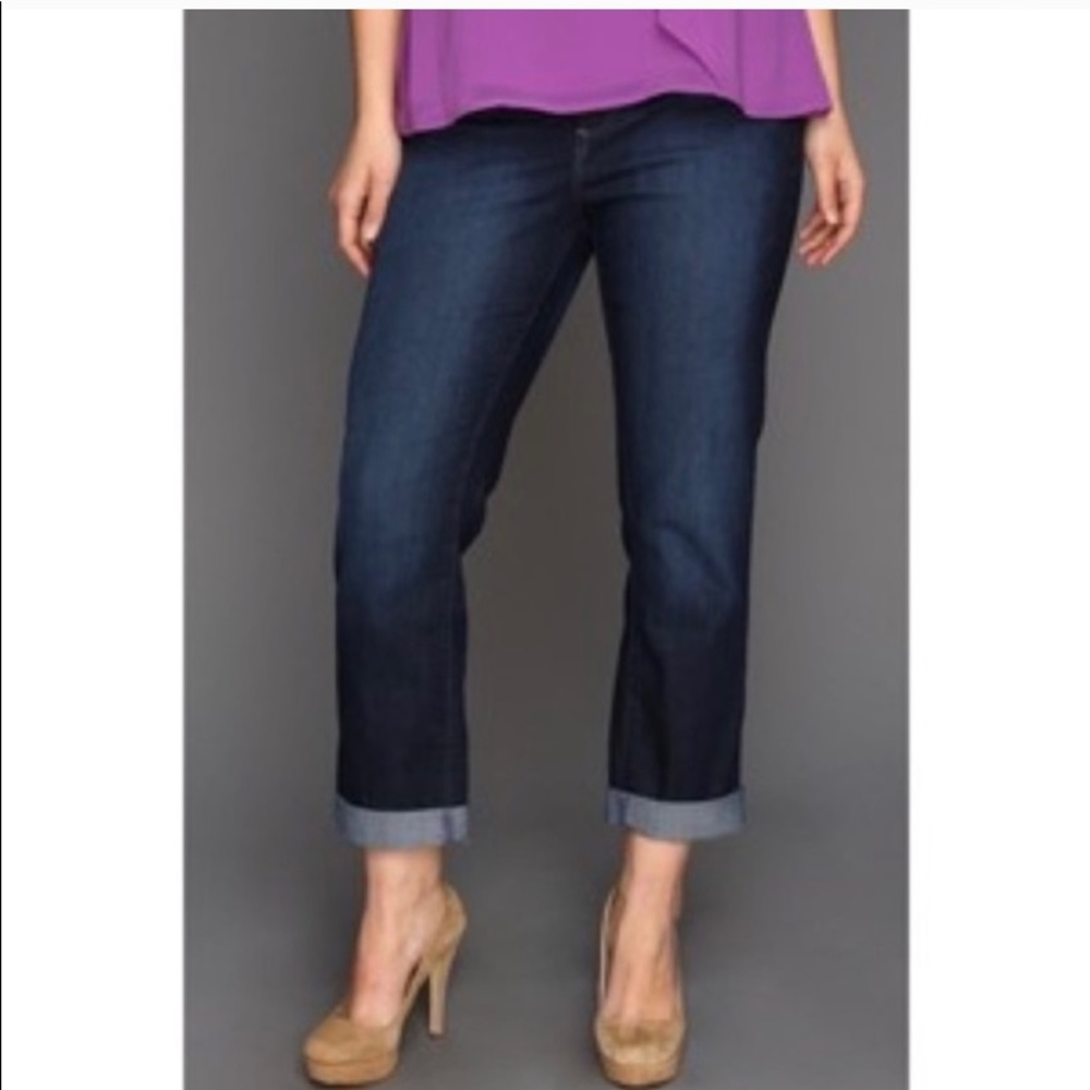 NYDJ Alina Convertible Ankle Jeans Dark Wash 10